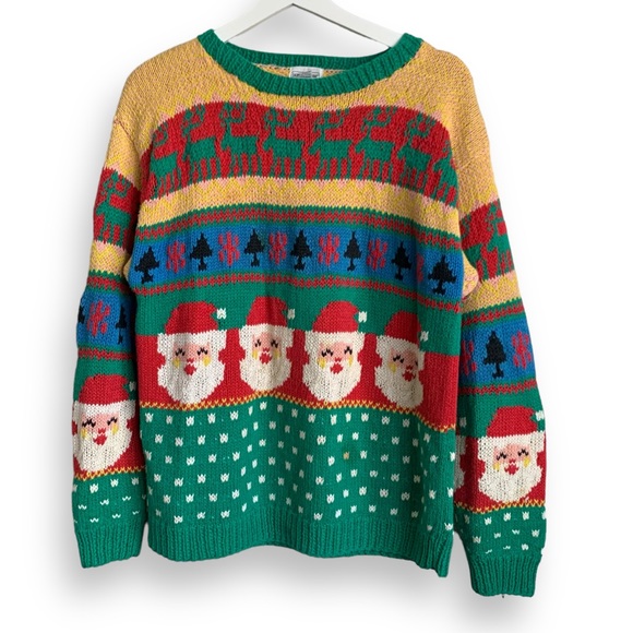 Vintage Sweaters Christmas Sweater Knit Fair Isle Intarsia Vintage